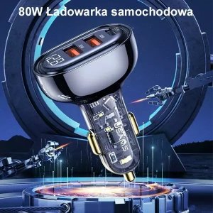 Ładowarka Usams Ładowarka samochodowa USAMS 2xUSB+1xUSB-C 80W Fast Charge czarny/black (US-CC159) 2