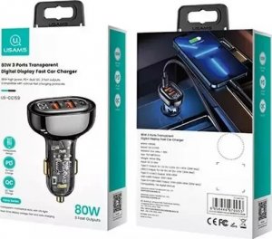 Ładowarka Usams Ładowarka samochodowa USAMS 2xUSB+1xUSB-C 80W Fast Charge czarny/black (US-CC159) 9