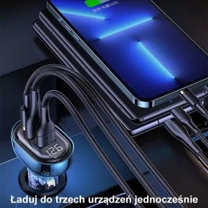 Ładowarka Usams Ładowarka samochodowa USAMS 2xUSB+1xUSB-C 80W Fast Charge niebieski/blue (US-CC159) 6