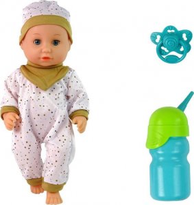 LeanToys Lalka Bobas Siusia Dźwięki Smoczek Buteleczka Biała Piżama 2