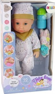 LeanToys Lalka Bobas Siusia Dźwięki Smoczek Buteleczka Biała Piżama 4