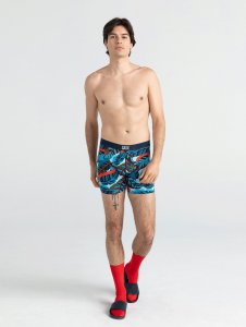 SAXX Bokserki męskie szybkoschnące VIBE Boxer Brief liście - niebieskie S 3