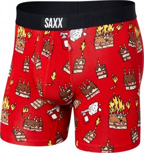 SAXX Bokserki męskie szybkoschnące SAXX VIBE Boxer Brief płonące torty - czerwone XL 1