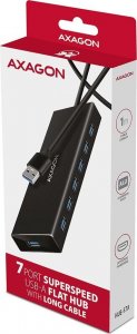 HUB USB Axagon AXAGON HUE-F7A, 7x USB 3.2 Gen 1 ALU FLAT CHARGING hub, złącze zasilania micro USB, kabel USB-A 1m 2