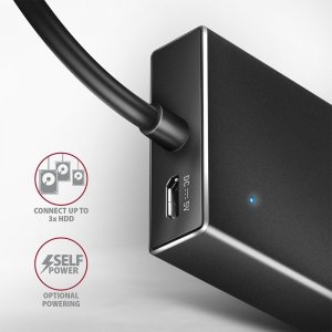 HUB USB Axagon AXAGON HUE-F7A, 7x USB 3.2 Gen 1 ALU FLAT CHARGING hub, złącze zasilania micro USB, kabel USB-A 1m 5