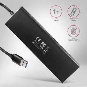HUB USB Axagon AXAGON HUE-F7A, 7x USB 3.2 Gen 1 ALU FLAT CHARGING hub, złącze zasilania micro USB, kabel USB-A 1m 6