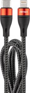 Kabel USB AMiO USB-C - Lightning 1 m Czarno-czerwony (AMI-02929) 1