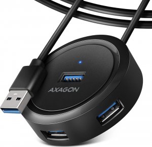 HUB USB Axagon AXAGON HUE-P1AL 4x USB 3.2 Gen 1, runder Hub, 1,2 m USB-A Kabel 1