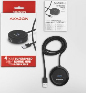 HUB USB Axagon AXAGON HUE-P1AL 4x USB 3.2 Gen 1, runder Hub, 1,2 m USB-A Kabel 6