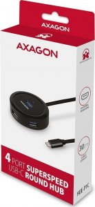 HUB USB Axagon AXAGON HUE-P1C 4x USB 3.2 Gen 1, runder Hub, 30 cm USB-A-Kabel 2