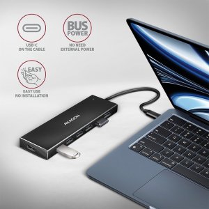 HUB USB Axagon AXAGON HUE-F7A 7x USB 3.2 Gen 1 Aluminium Flat Hub, 30 cm USB-C-Kabel 3