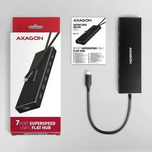 HUB USB Axagon AXAGON HUE-F7A 7x USB 3.2 Gen 1 Aluminium Flat Hub, 30 cm USB-C-Kabel 7