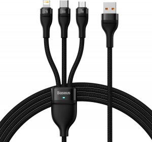 Kabel USB Baseus USB-A - USB-C + microUSB + Lightning 1.2 m Czarny (baseus_20230113124335) 1