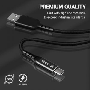 Kabel USB Crong USB-A - USB-C 0.25 m Czarny (CRG565) 3