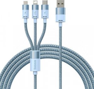Kabel USB Baseus USB-A - microUSB + Lightning 1.2 m Niebieski (BSU3938) 1