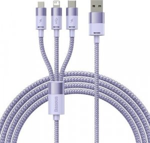 Kabel USB Baseus USB-A - microUSB + Lightning 1.2 m Fioletowy (BSU3939) 1