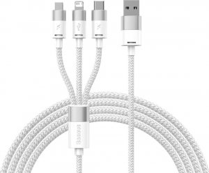 Kabel USB Baseus USB-A - microUSB + Lightning 1.2 m Biały (BSU3940) 1