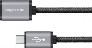 Kabel USB Kruger&Matz USB-A - microUSB 0.2 m Srebrny (KM0333) 1