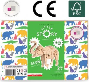 Little-Story Little Story Drewniane Puzzle Model 3D - Słoń 5