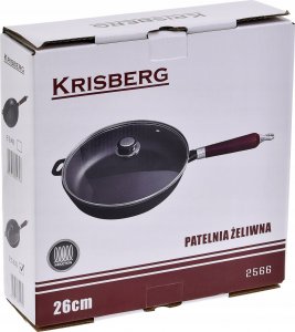 Patelnia KRISBERG PATELNIA ŻELIWNA 26cm z POKRYWĄ KRISBERG KS-2566 2