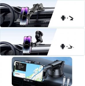 4kom.pl Uchwyt samochodowy do telefonu 4-7 cal do auta Na Szybę Deskę rozdzielczą Czarny 3