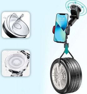 4kom.pl Uchwyt samochodowy do telefonu 4-7 cal do auta Na Szybę Deskę rozdzielczą Czarny 9