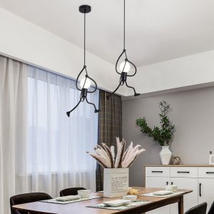 Lampa wisząca Modi Home Lampa sufitowa Loft - czarna,ludzik Humanoid 3
