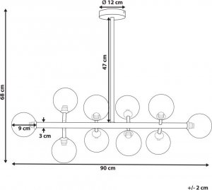 Lampa wisząca Beliani Lampa wisząca 10-punktowa metalowa srebrna RAMIS 9
