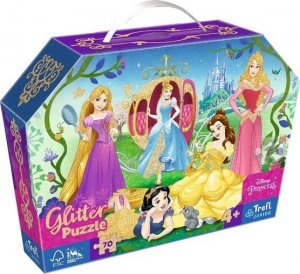 Trefl Puzzle 70el brokatowe w kuferku Wesołe Księżniczki Princess 53017 Trefl 1