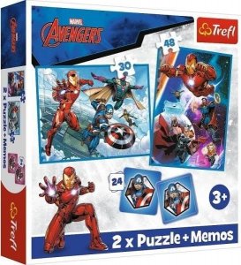 Trefl Puzzle 2w1 + memos Avengers Bohaterowie w akcji 93333 Trefl 1