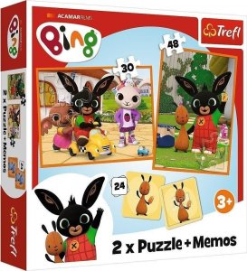 Trefl Puzzle 2w1 + memos Bing z przyjaciółmi 93332 Trefl 1