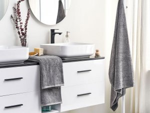 Beliani Komplet 2 ręczników bawełnianych frotte szary MITIARO 2