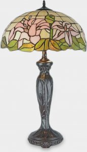 Lampa stołowa rzezbyzbrazu Lampa Witrażowa w Stylu Tiffany Lilia Różowa 1