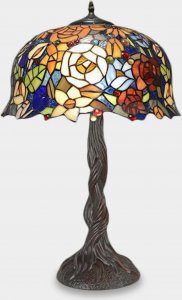 Lampa stołowa rzezbyzbrazu Lampa Witrażowa w Stylu Tiffany Kolorowe Kwiaty 1