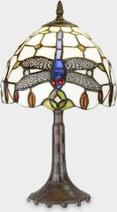 Lampa stołowa rzezbyzbrazu Lampa Witrażowa w Stylu Tiffany do Sypialni Ważka Kremowa Prezent dla Babci 1