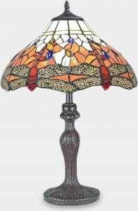 Lampa stołowa rzezbyzbrazu Lampa Witrażowa w Stylu Tiffany Ważka Oranż 1