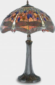 Lampa stołowa rzezbyzbrazu Lampa Witrażowa w Stylu Tiffany Ważka Pomarańczowa 1