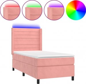 vidaXL vidaXL Łóżko kontynentalne z materacem i LED, różowy aksamit 90x200 cm 2