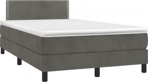 vidaXL vidaXL Łóżko kontynentalne z materacem i LED, szary aksamit, 120x200cm 4