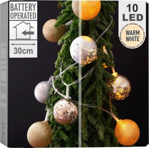 Dekoracja świąteczna Decorative Lighting Decorative Lighting Lampki bombki choinkowe nietłukące szampańskie 10 led 4 cm 1