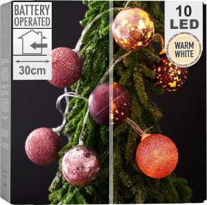 Dekoracja świąteczna Decorative Lighting Decorative Lighting Lampki bombki choinkowe nietłukące fioletowe 10 led 4 cm 1