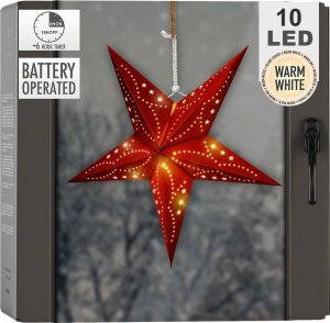Dekoracja świąteczna Vilde Vilde Gwiazda świąteczna świecąca wisząca papierowa witraż czerwony 45 cm 10 led 1