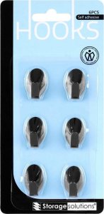 Storage Solutions Wieszak samoprzylepny na ręcznik ścierkę / haczyk stalowy owal czarny 6 szt. 3x2 cm 6