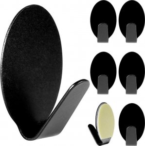 Storage Solutions Wieszak samoprzylepny na ręcznik ścierkę / haczyk stalowy owal czarny 6 szt. 3x2 cm 7