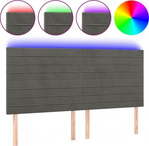 vidaXL vidaXL Zagłówek do łóżka z LED, ciemnoszary, 180x5x118/128 cm, aksamit 2