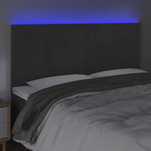 vidaXL vidaXL Zagłówek do łóżka z LED, ciemnoszary, 180x5x118/128 cm, aksamit 3