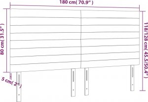 vidaXL vidaXL Zagłówek do łóżka z LED, ciemnoszary, 180x5x118/128 cm, aksamit 6