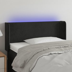 vidaXL vidaXL Zagłówek do łóżka z LED, czarny, 93x16x78/88 cm, aksamit 1