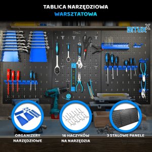 Bituxx Tablica Narzędziowa Warsztatowa 3-Częściowa BITUXX 3