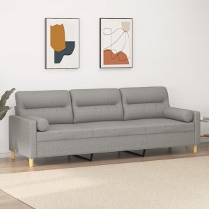 vidaXL vidaXL 3-osobowa sofa wypoczynkowa z poduszkami, jasnoszara, 210 cm 1